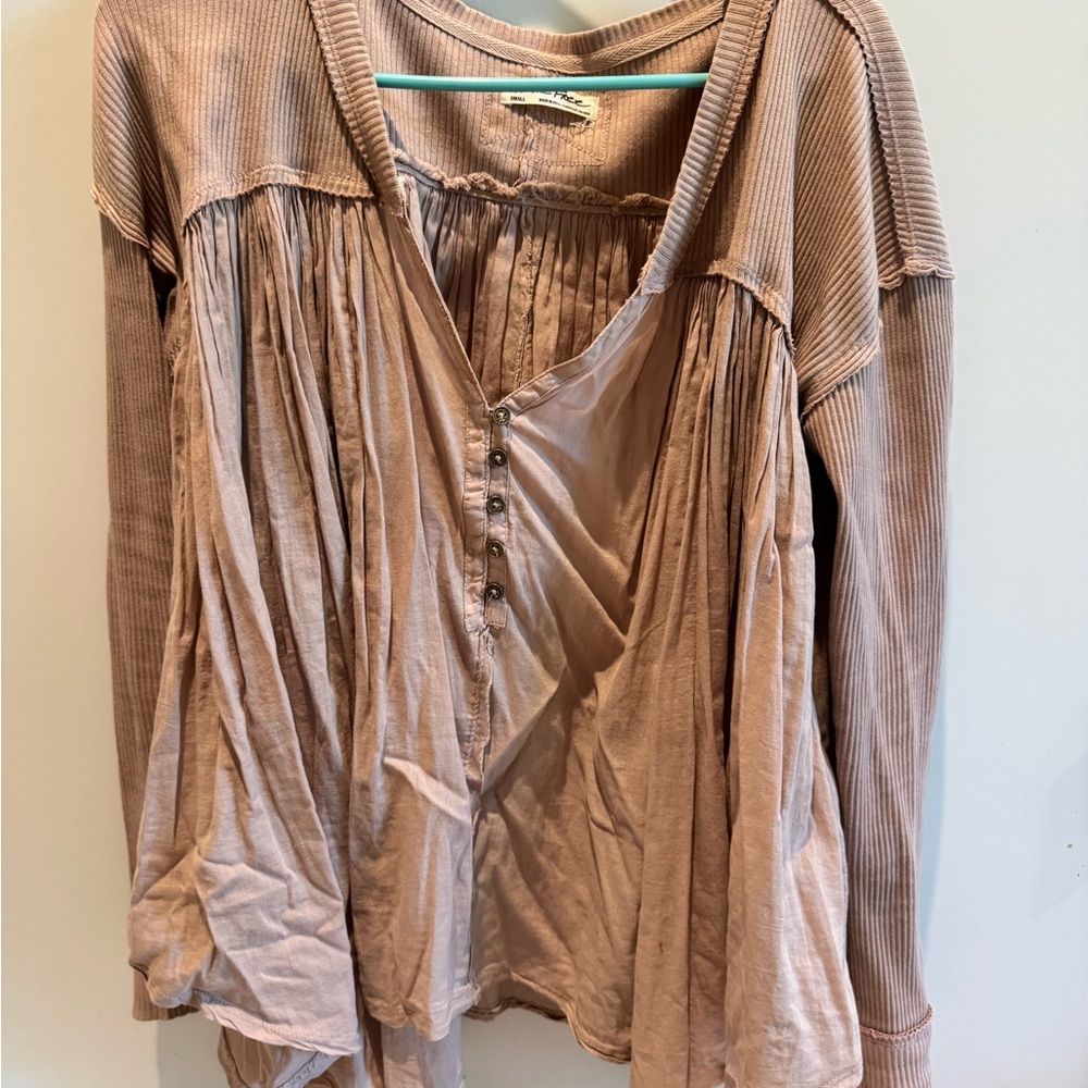 NWOT Free People Women's Beige Button-Down Top